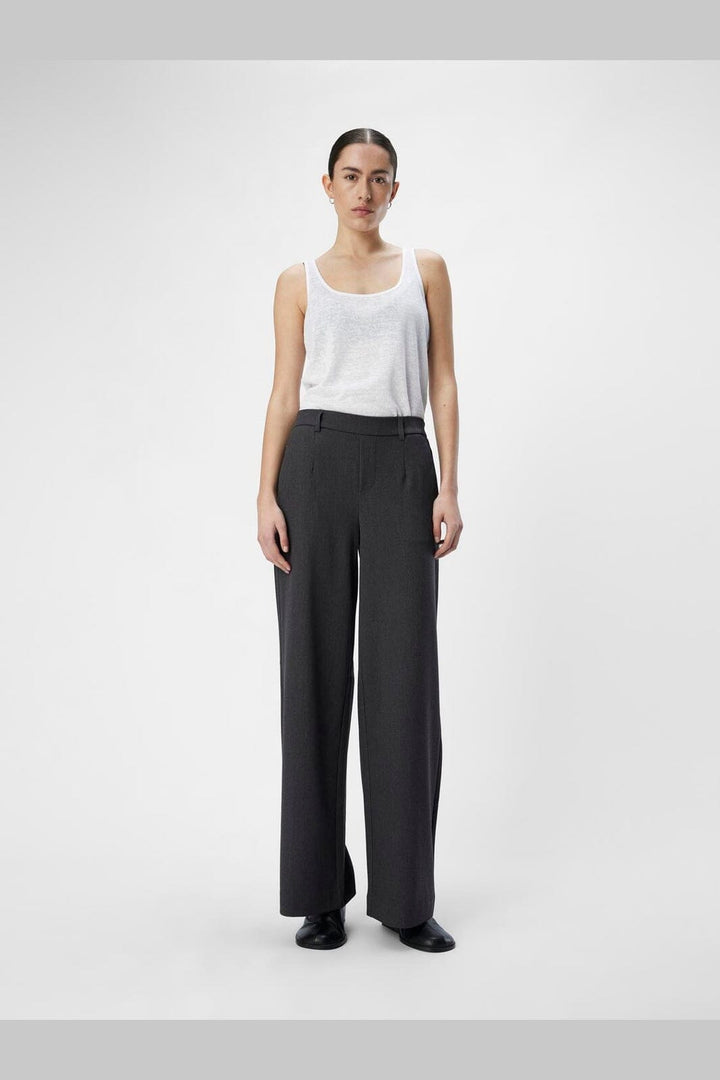 Object - Objlisa Wide Pant - 4637387 Medium Grey Melange