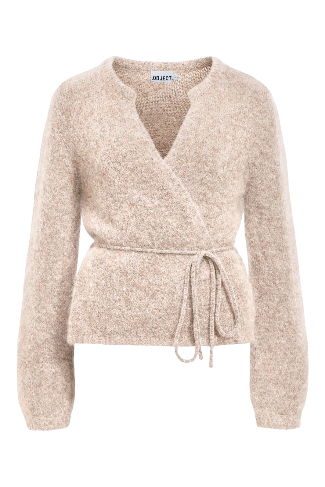 Object - Objnete L/S Re Tie Cardigan 146 - 5173913 Humus Melange