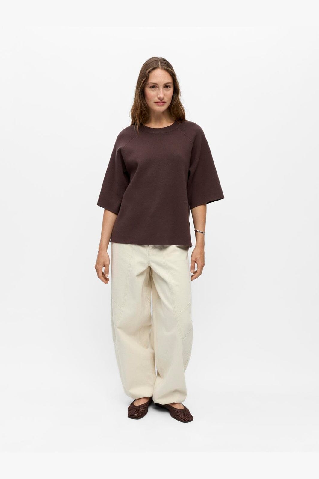 Object - Objreynard 2/4 Knit Pullover - 5103933 Seal Brown