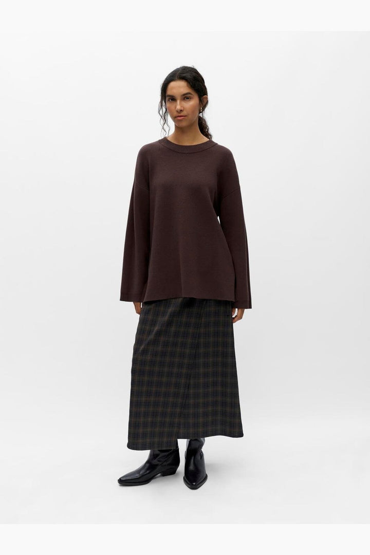 Object - Objreynard L/S Lo Knit Pullover - 5104039 Seal Brown