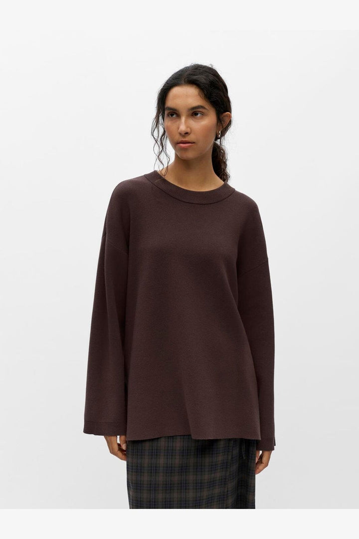 Object - Objreynard L/S Lo Knit Pullover - 5104039 Seal Brown