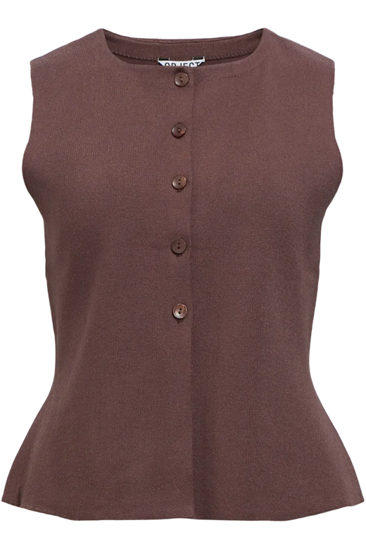 Object - Objreynard Re Knit Vest - 4927200 Seal Brown Veste 