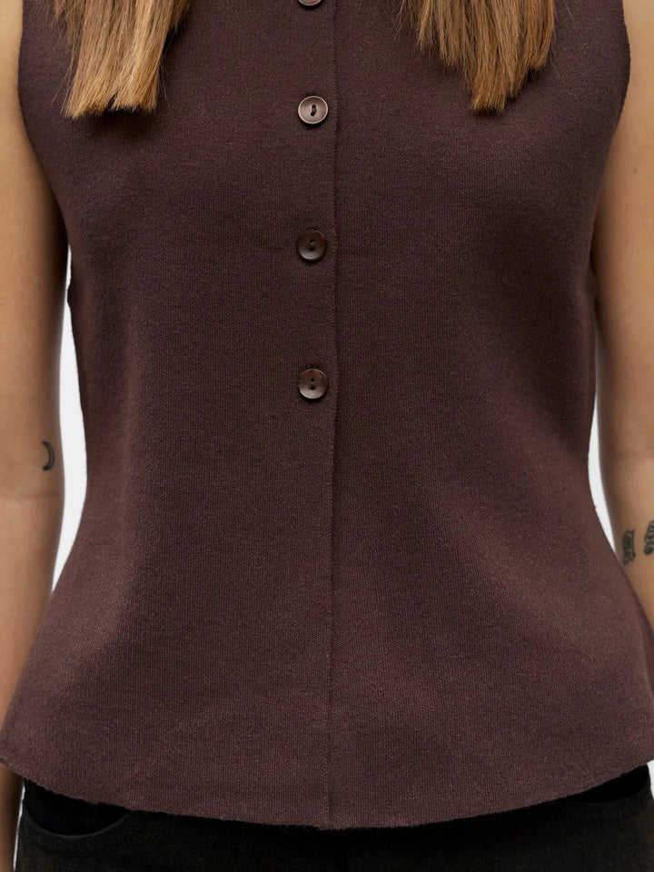 Object - Objreynard Re Knit Vest - 4927200 Seal Brown Veste 