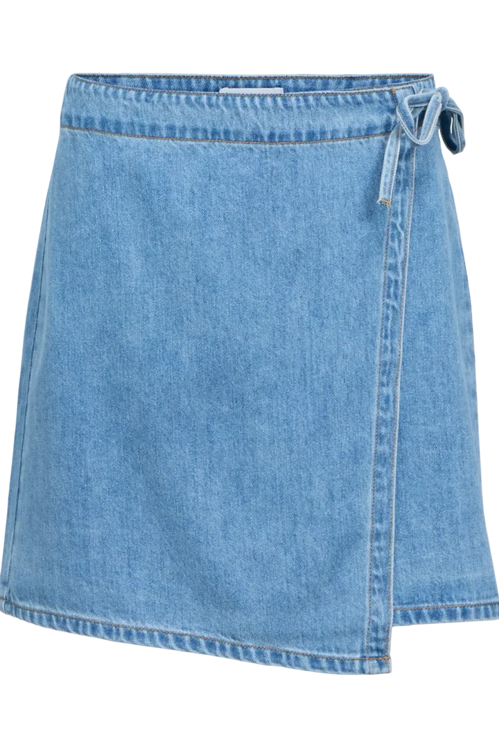 Object - Objrosie Denim Short Wrap Skirt - 4968519 Light Blue Denim Nederdele 