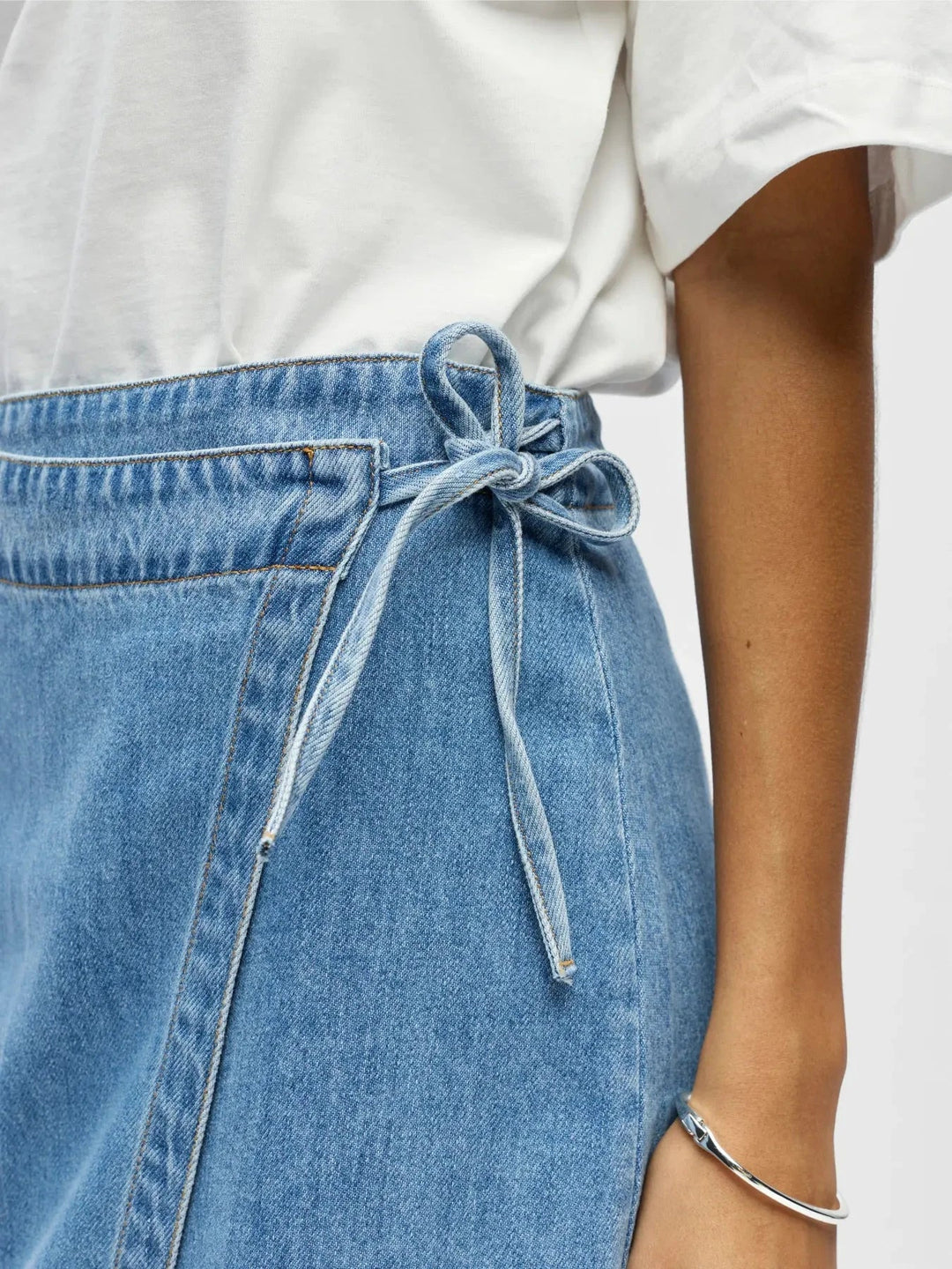Object - Objrosie Denim Short Wrap Skirt - 4968519 Light Blue Denim Nederdele 