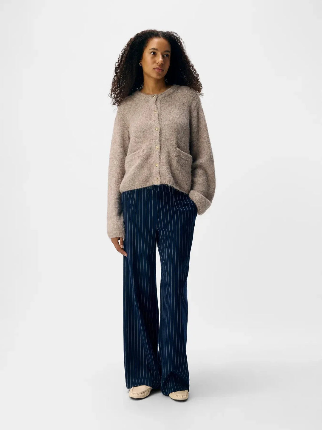 Object - Objsaggia Re L/S Knit Cardigan - 4854325 Humus Melange Cardigans 