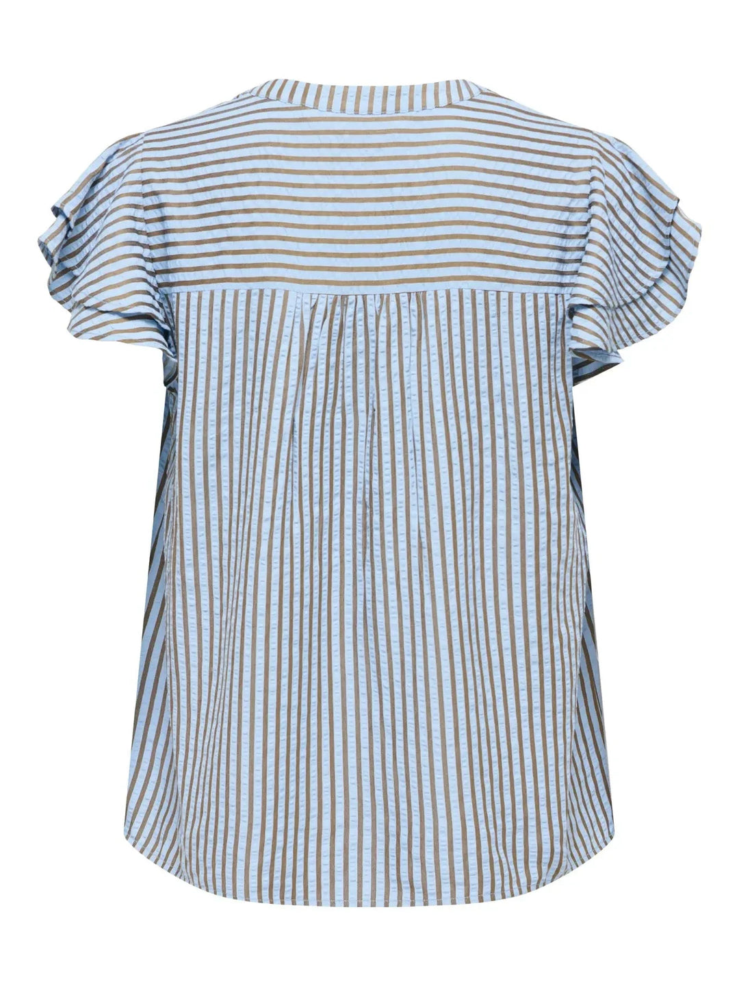 Only - Onlbari Sl Frill V-Neck Top - 5025188 Soft Chambray W. Morel Toppe 