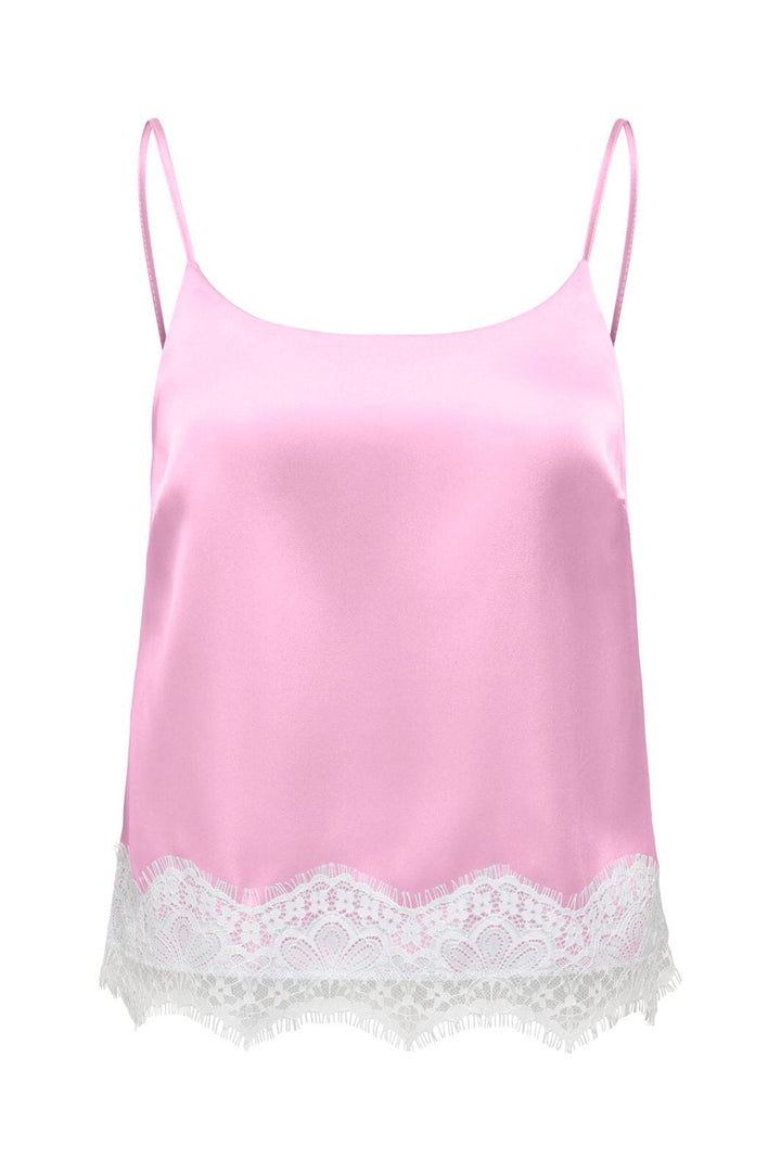 Only - Onlbella Satin Lace Detail Top - 5116487 Pirouette White Lace