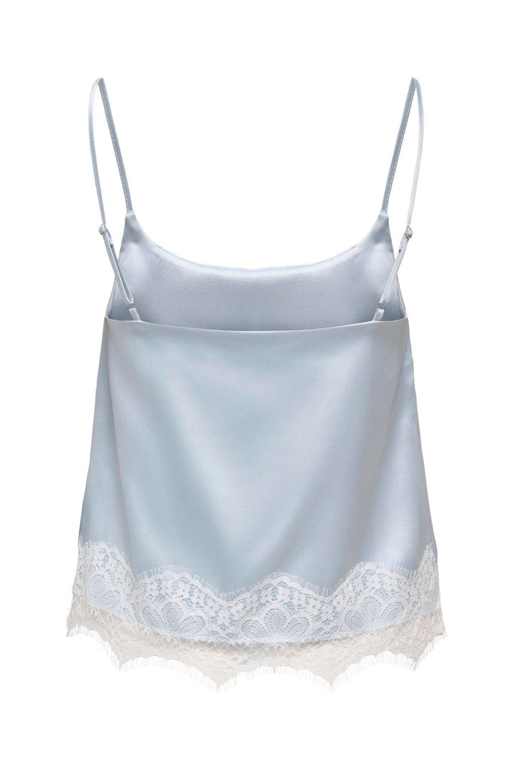 Only - Onlbella Satin Lace Detail Top - 5123154 Niagara Mist White Lace