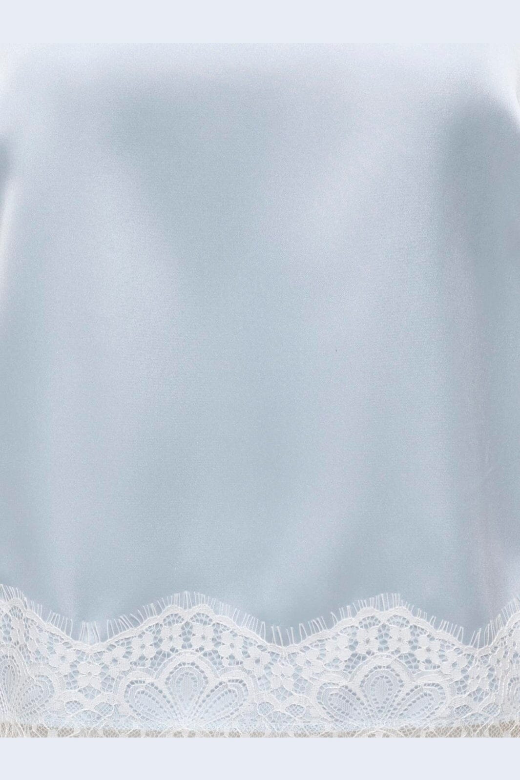 Only - Onlbella Satin Lace Detail Top - 5123154 Niagara Mist White Lace