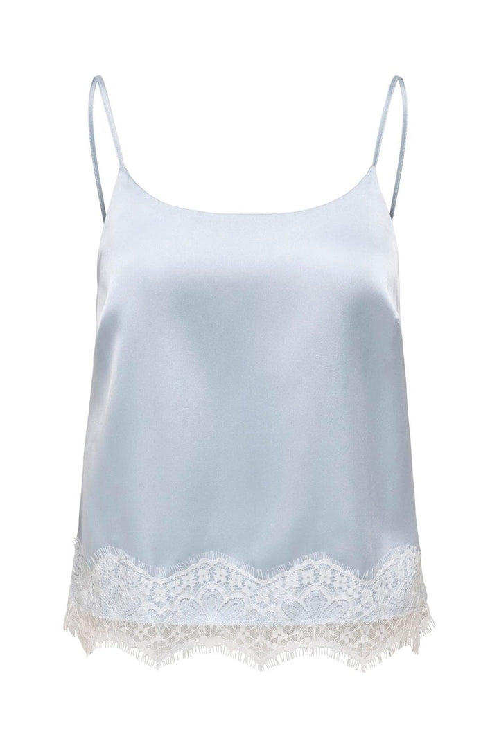 Only - Onlbella Satin Lace Detail Top - 5123154 Niagara Mist White Lace