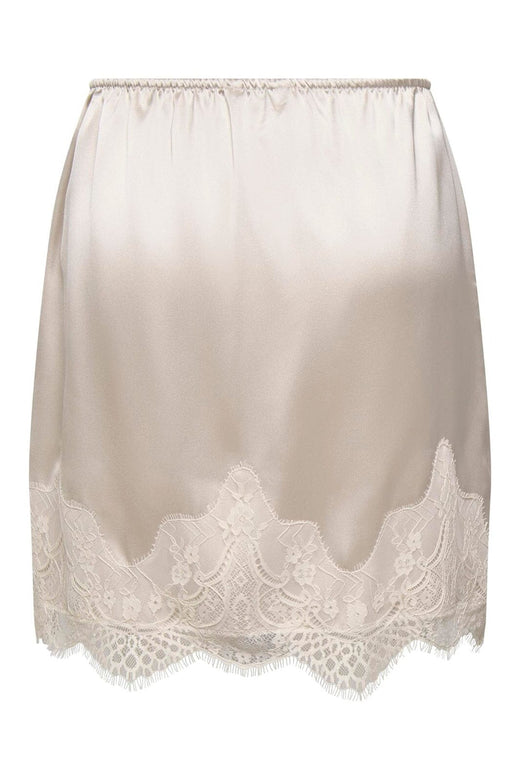 Only - Onlbella Short Satin Lace Skirt - 5116498 Oatmeal Dtm Lace