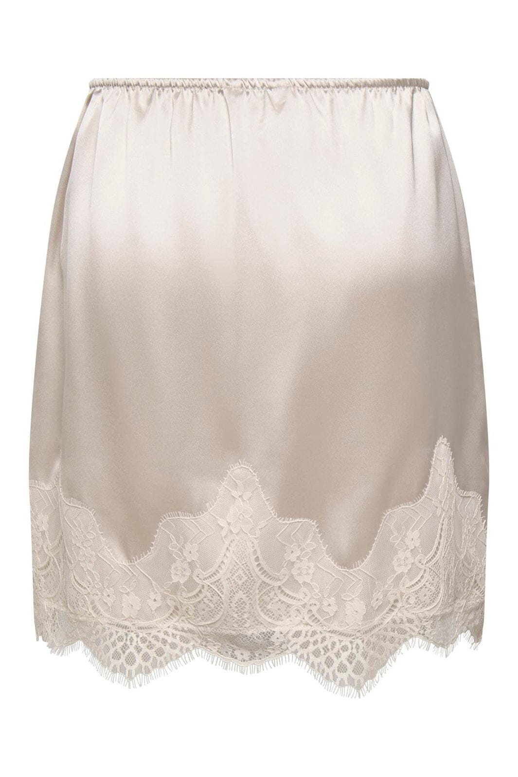 Only - Onlbella Short Satin Lace Skirt - 5116498 Oatmeal Dtm Lace
