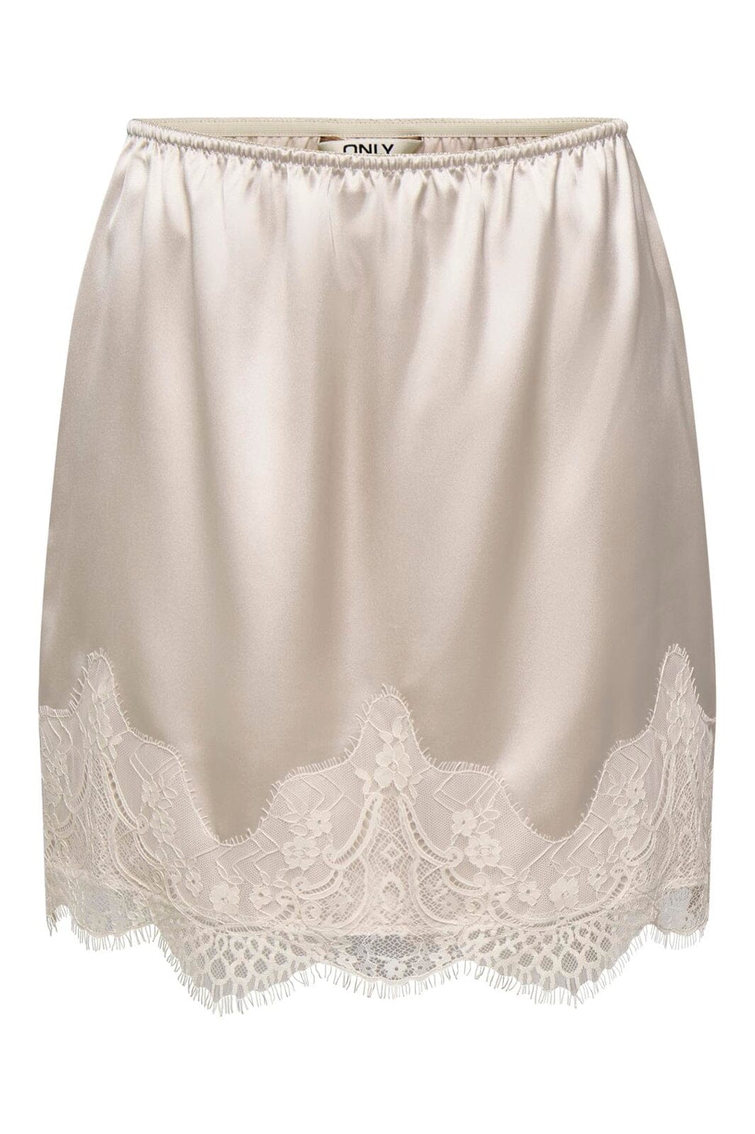 Only - Onlbella Short Satin Lace Skirt - 5116498 Oatmeal Dtm Lace