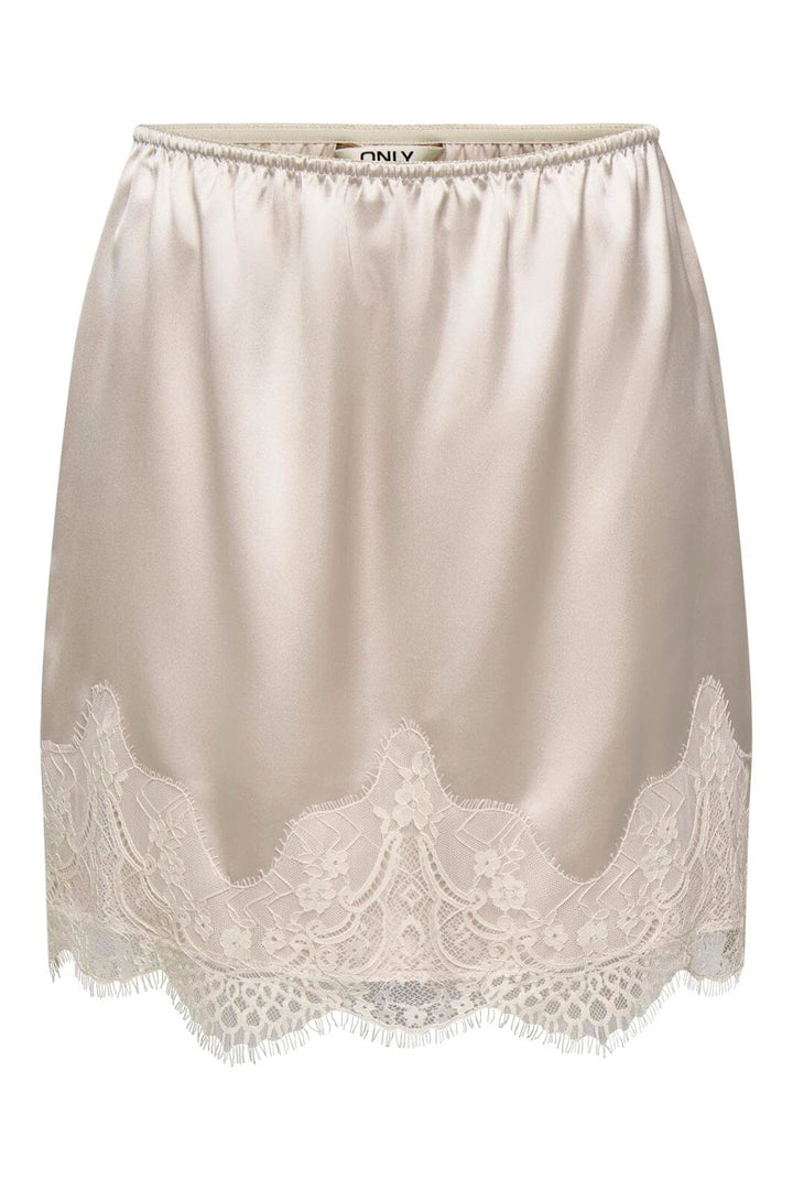 Only - Onlbella Short Satin Lace Skirt - 5116498 Oatmeal Dtm Lace
