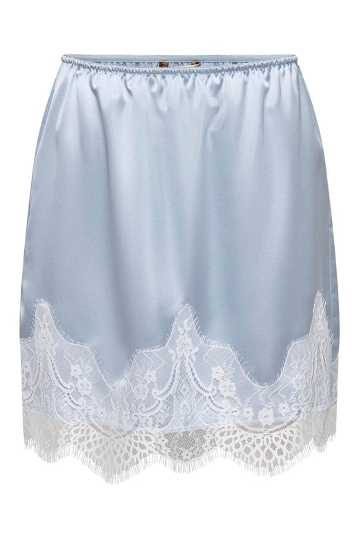 Only - Onlbella Short Satin Lace Skirt - 5128353 Niagara Mist White Lace
