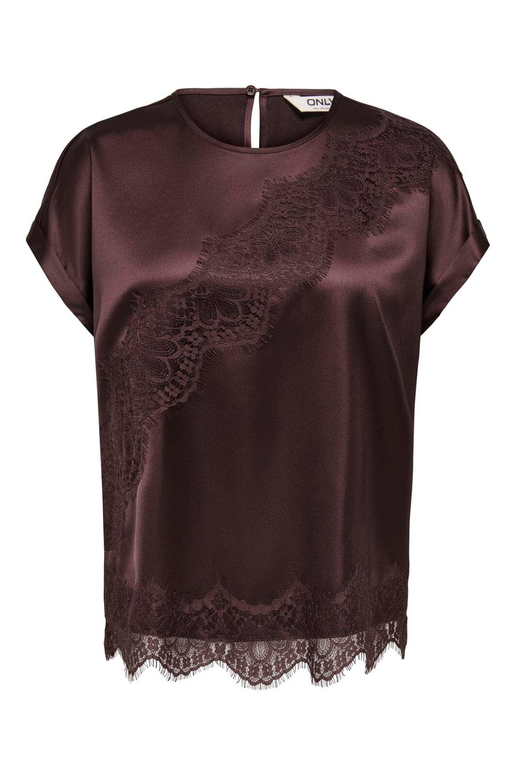 Only - Onlbella Ss Satin Lace Top - 5116500 Chocolate Torte Dtm Lace