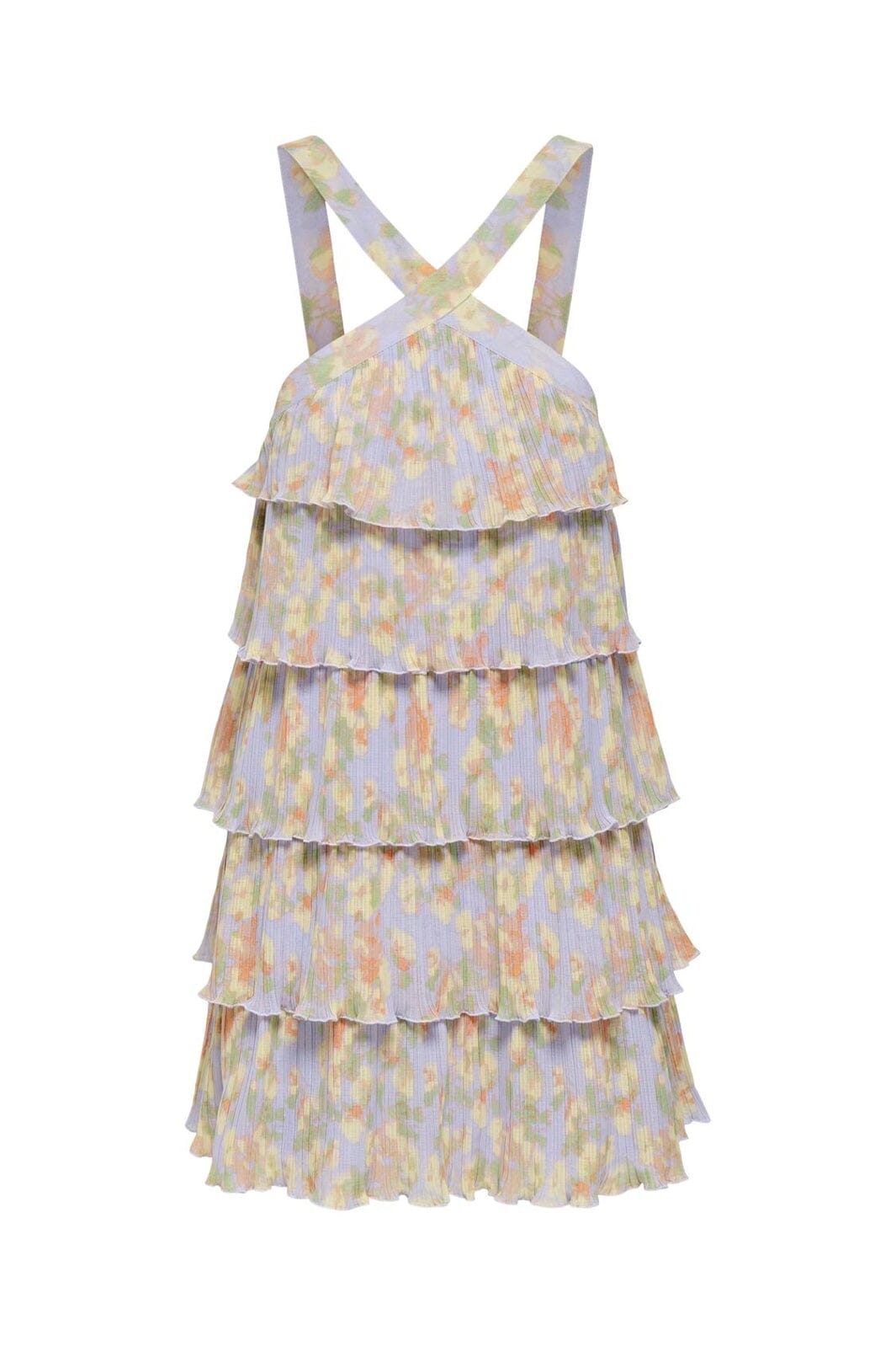 Only - Onlbelna S/L Frill Short Dress - 5110383 Sweet Lavender Blurry Flower
