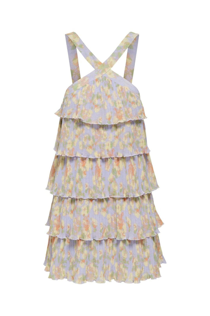 Only - Onlbelna S/L Frill Short Dress - 5110383 Sweet Lavender Blurry Flower
