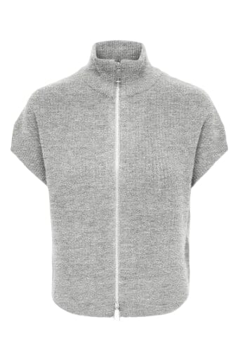 Only - Onlbianca Sl Highneck Zip Vest Knt - 5172505 Medium Grey Melange Silver Zip Frakker 