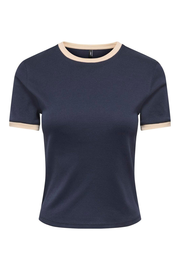 Only - Onlbina S/S Short Top Solid - 5189713 Night Sky Biscotfi Contrast