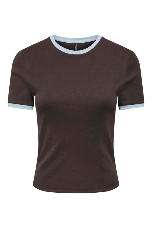 Only - Onlbina S/S Short Top Solid - 5189714 Chocolate Torte Cashmere Contrast