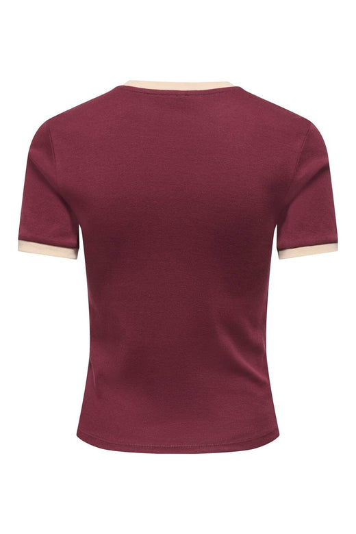 Only - Onlbina S/S Short Top Solid - 5189718 Windsor Wine Biscotfi Contrast