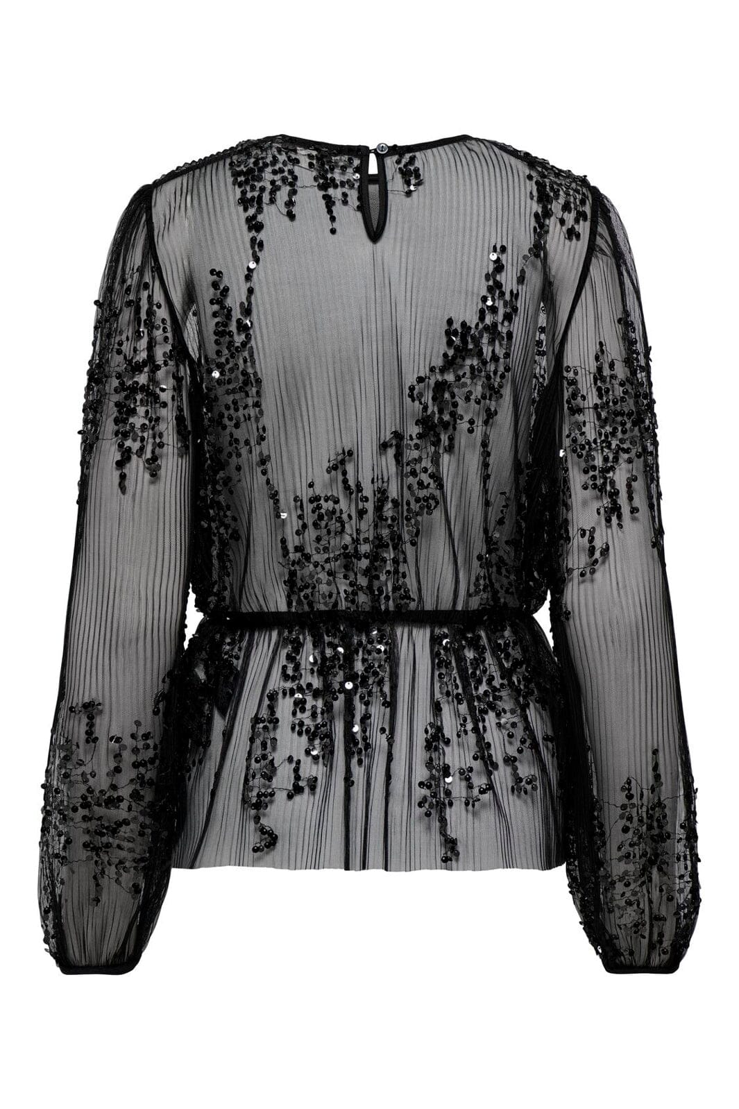 Only - Onlblair Plisse Sequins Ls Top - 5018946 Black