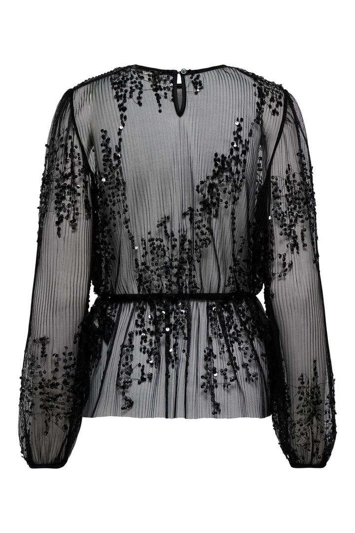 Only - Onlblair Plisse Sequins Ls Top - 5018946 Black