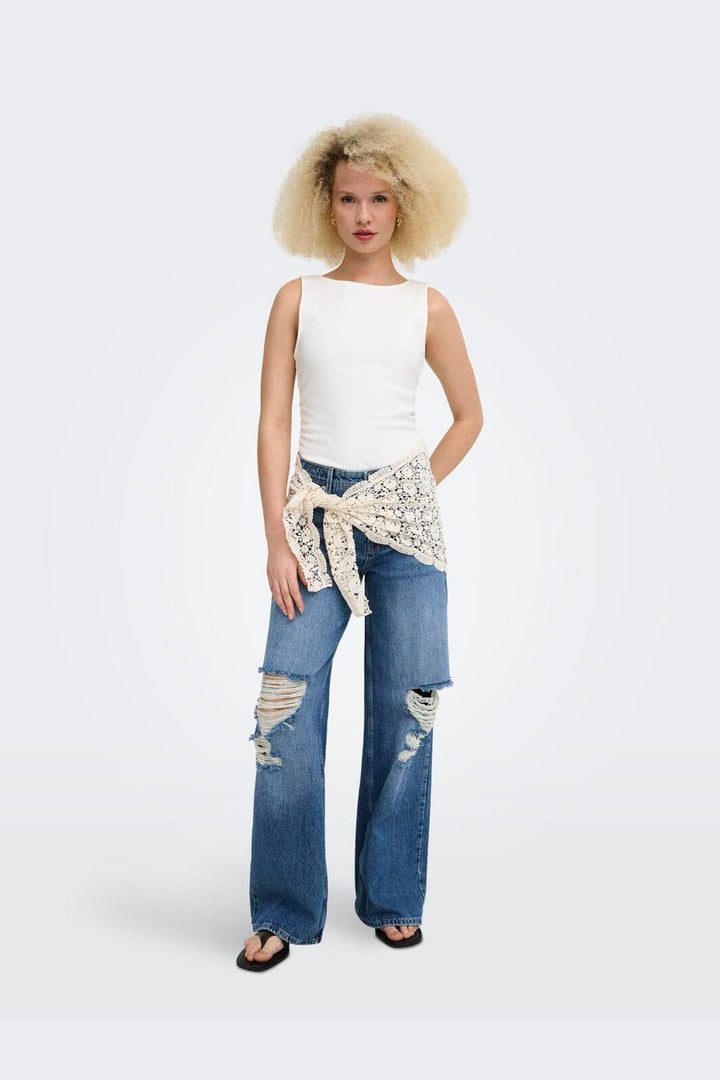 Only - Onlcarrie Reg Crochet Des Wide Dot - 5102334 Medium Blue Denim Crochet Belt
