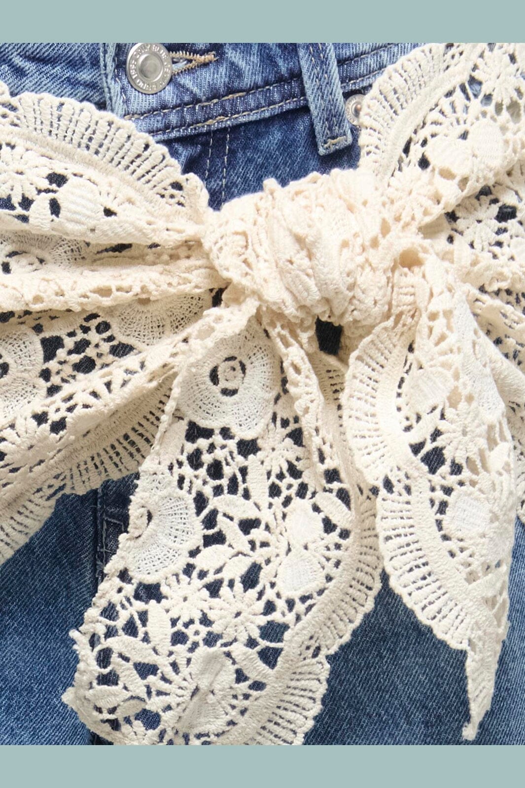Only - Onlcarrie Reg Crochet Des Wide Dot - 5102334 Medium Blue Denim Crochet Belt