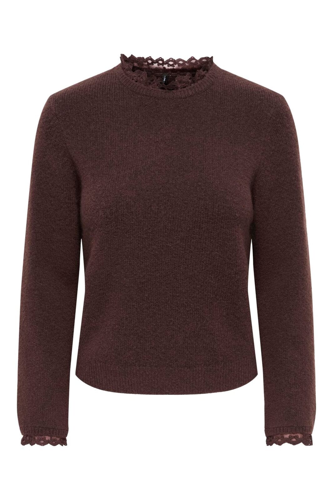 Only - Onlcher Ls Detail O-Neck Knt - 5056973 Deep Mahogany Mel/Dtm Lace