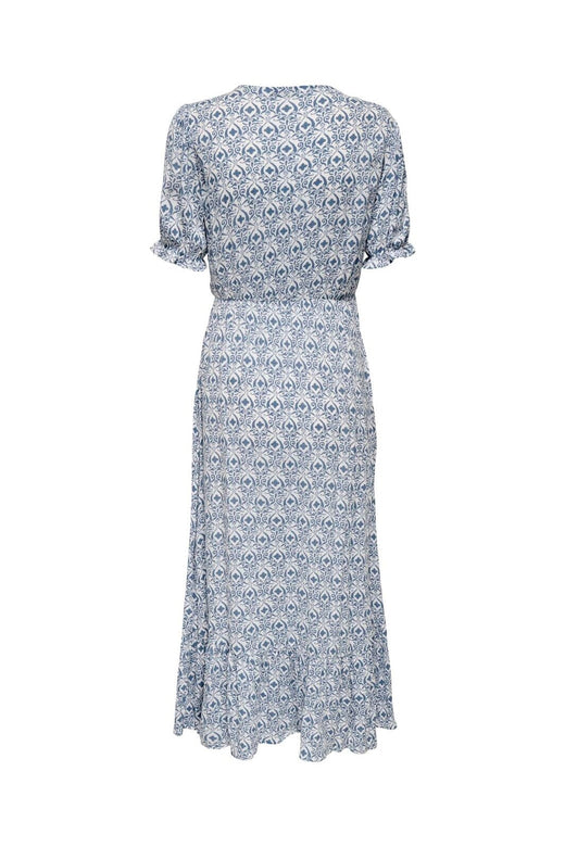 Only - Onlchianti S/S Long Dress - 4758861 Cloud Dancer Smith Blue Graphic