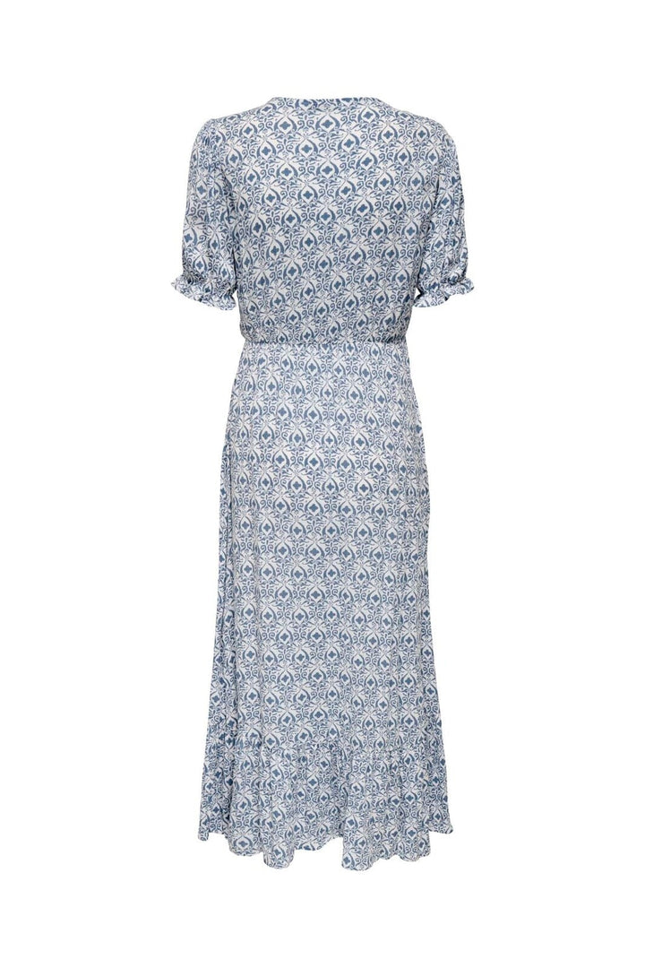 Only - Onlchianti S/S Long Dress - 4758861 Cloud Dancer Smith Blue Graphic