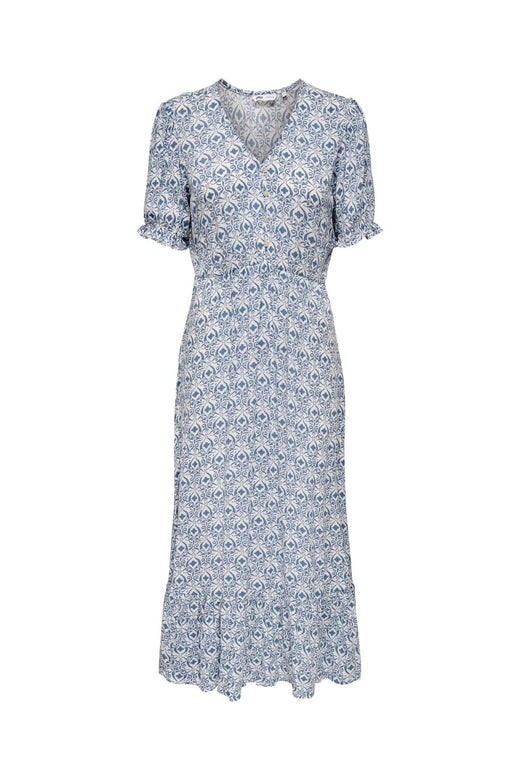 Only - Onlchianti S/S Long Dress - 4758861 Cloud Dancer Smith Blue Graphic