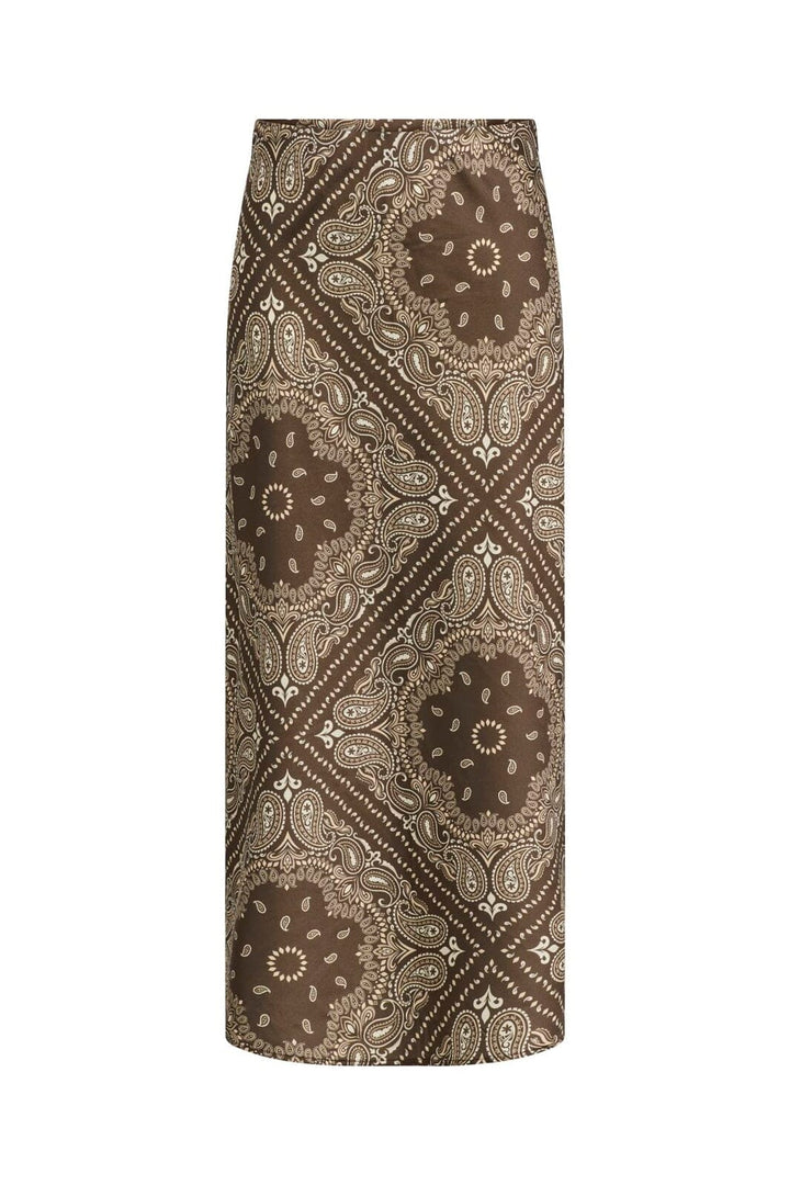 Only - Onlchigo Ankel Satin Skirt - 5086364 Chicory Coffee Bandana