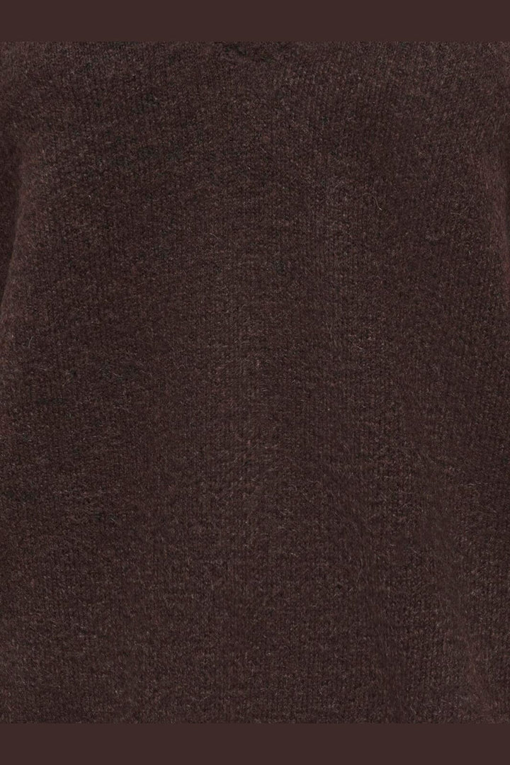 Only - Onlclover Ls Lace V-Neck Reversible Knt - 5149080 Coffee Bean Melange/Dtm Lace