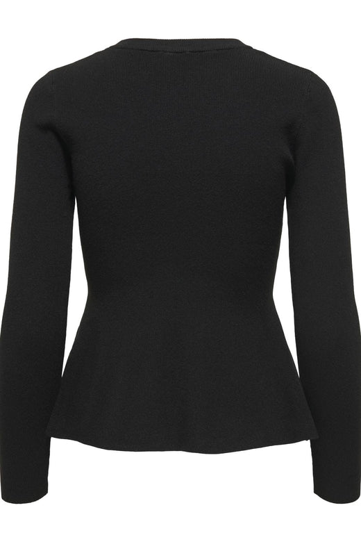 Only - Onlcoco Life Ls Rib Oneck Peplum Cc Knt - 4852742 Black Strikbluser 