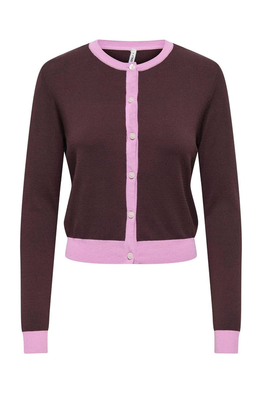 Only - Onlconta Ls O-Neck Cardigan Cc Knt - 5048468 Phalaenopsis Fudge Contrast/Fmop Button