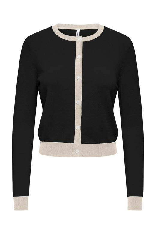 Only - Onlconta Ls O-Neck Cardigan Cc Knt - 5100228 Black Birch Contrast/Fmop Button