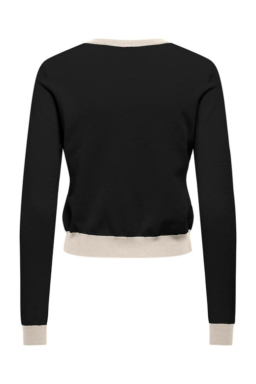 Only - Onlconta Ls O-Neck Cardigan Cc Knt - 5100228 Black Birch Contrast/Fmop Button