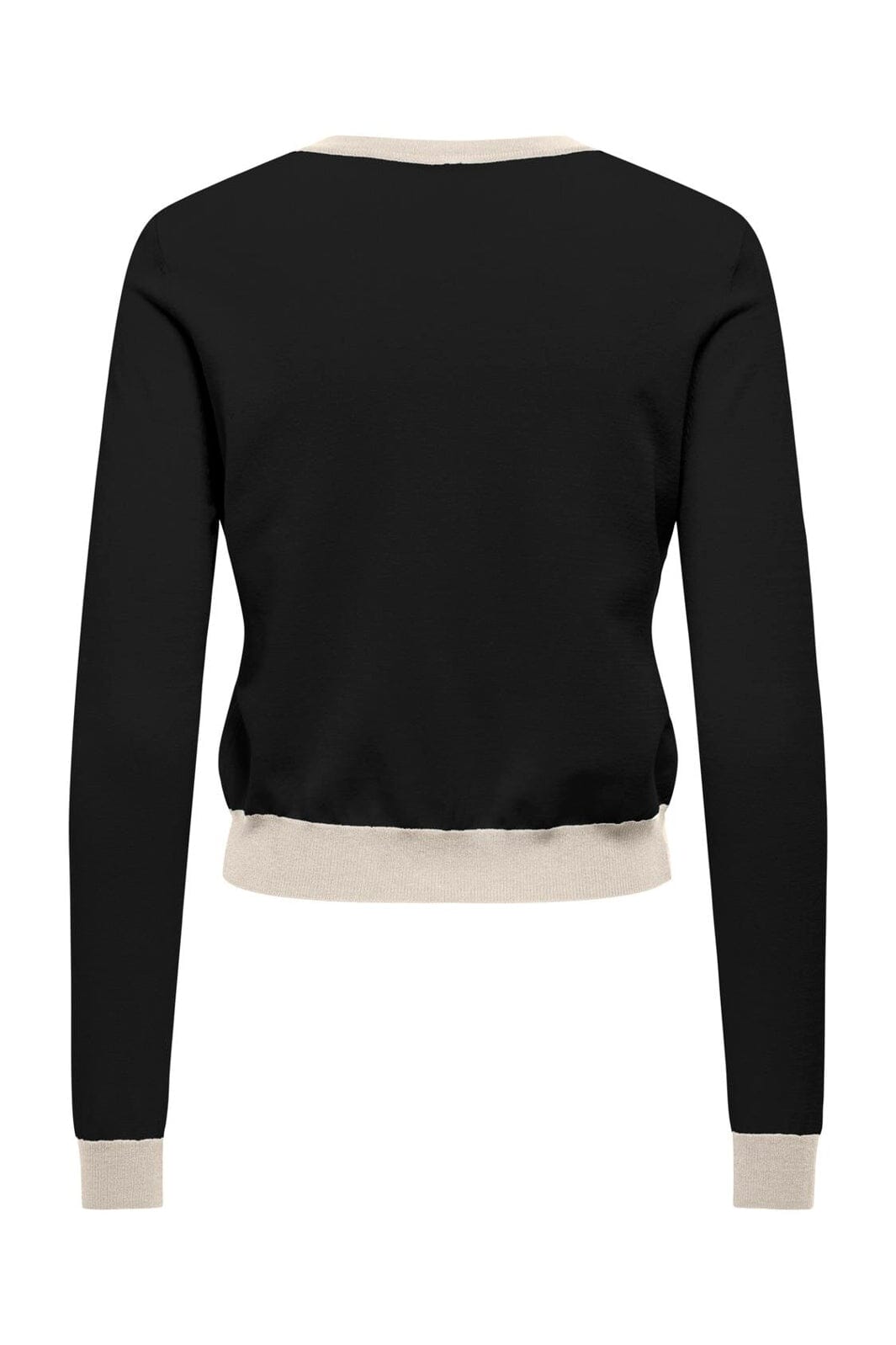 Only - Onlconta Ls O-Neck Cardigan Cc Knt - 5100228 Black Birch Contrast/Fmop Button