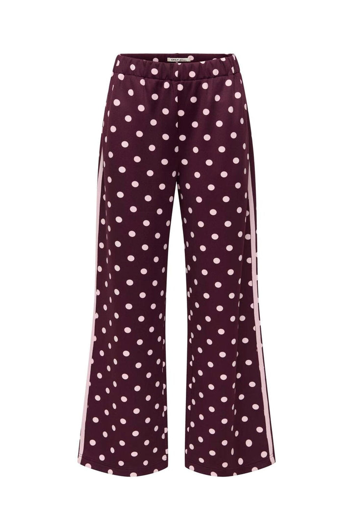 Only - Onldotier Panel Wide Pant - 5265248 Fig Parfait Pink Dots + Panels