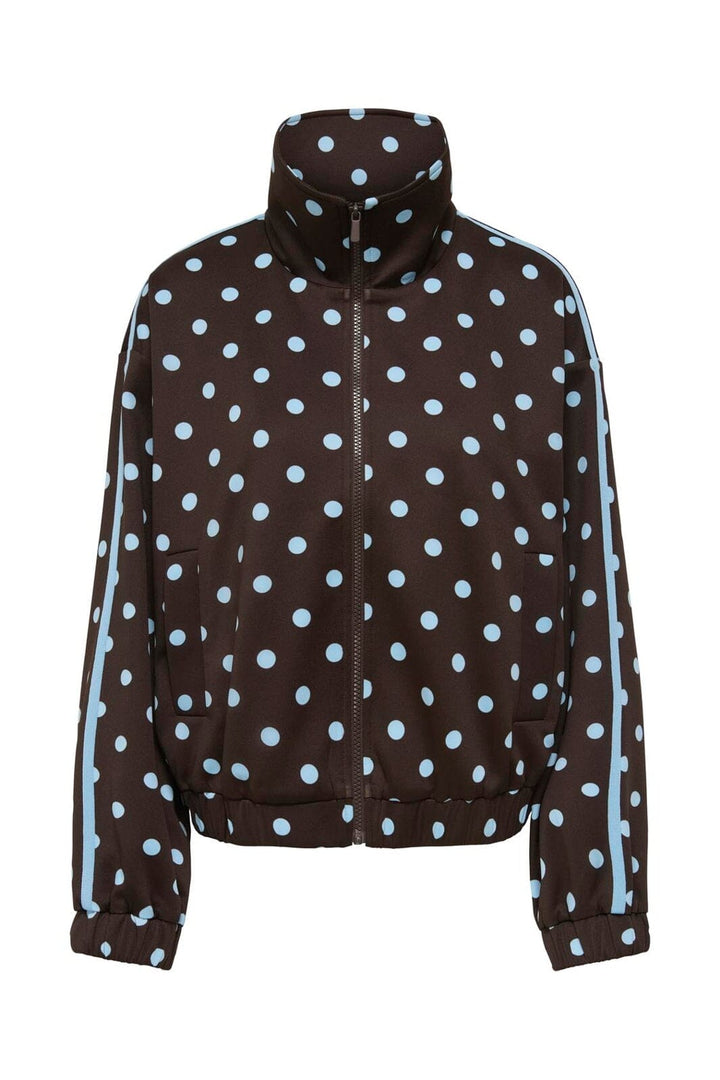 Only - Onldotier Zip Jacket - 5265253 Coffee Bean Cashmer Blue Dots + Panels