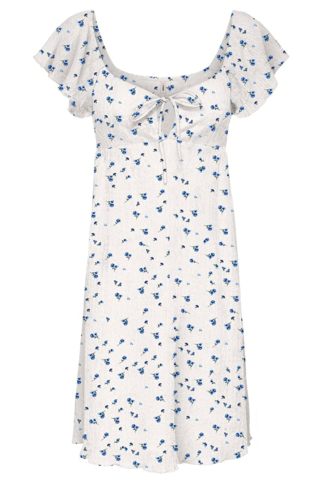 Only - Onldua Frill Sleeve Dress - 5083075 Cloud Dancer Ditsy Floral Cornflower Blue