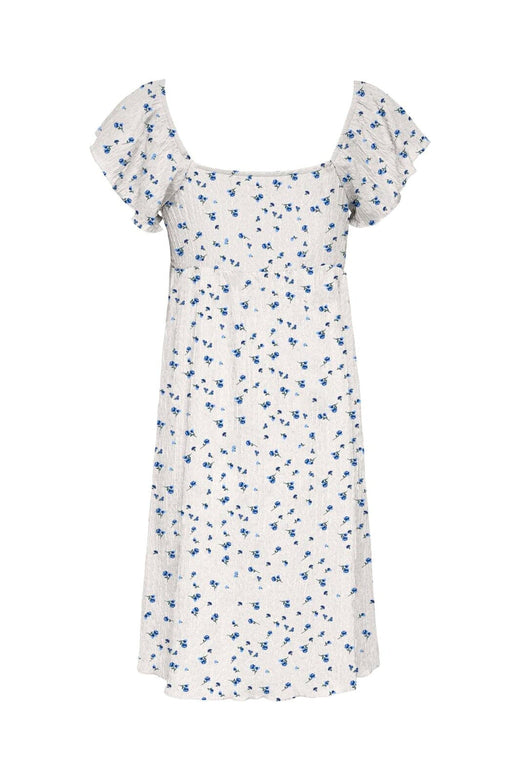 Only - Onldua Frill Sleeve Dress - 5083075 Cloud Dancer Ditsy Floral Cornflower Blue