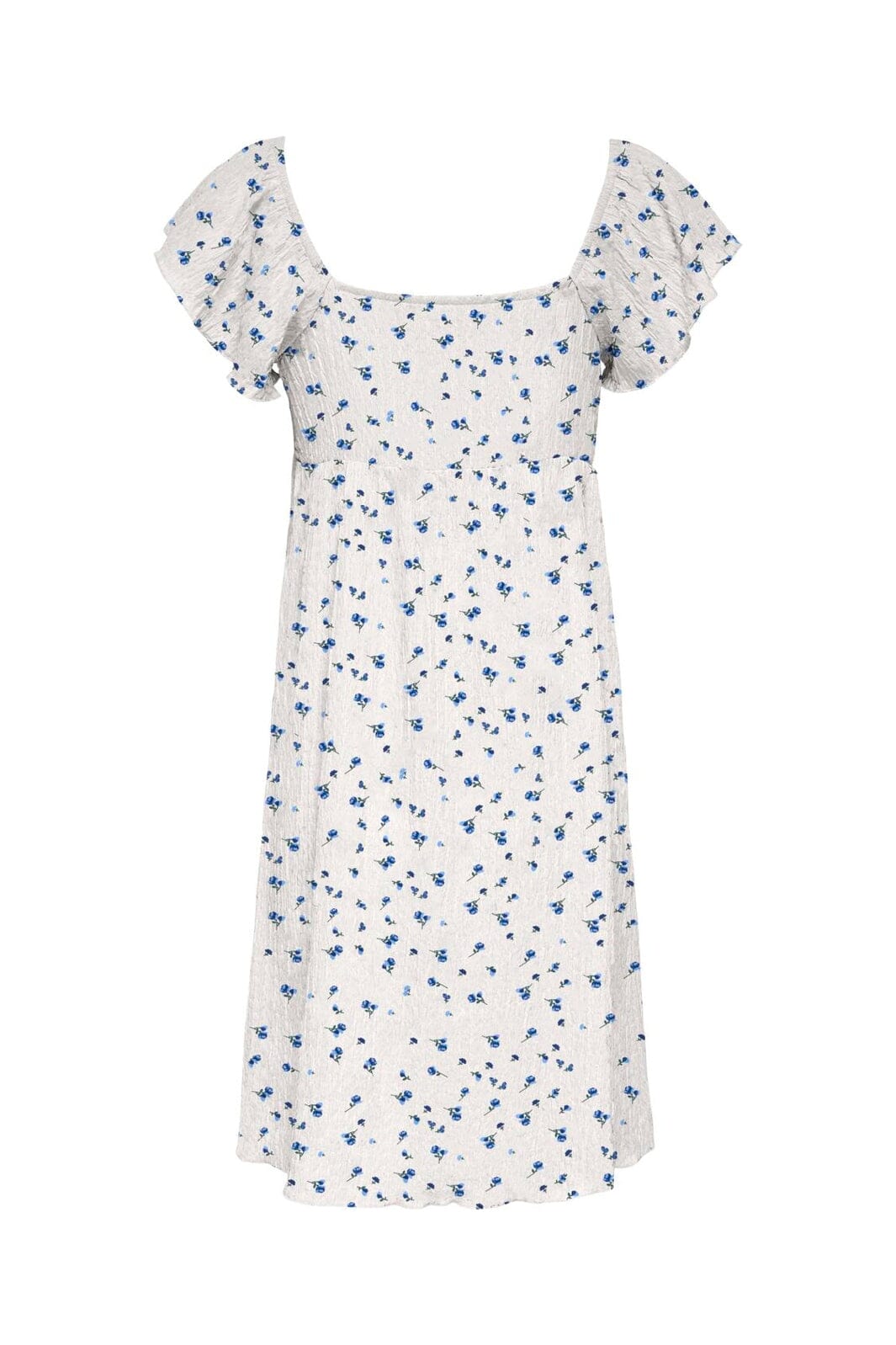 Only - Onldua Frill Sleeve Dress - 5083075 Cloud Dancer Ditsy Floral Cornflower Blue