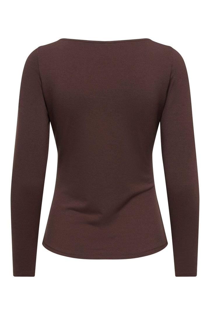 Only - Onlelena L/S Boatneck Metal Top - 5085415 Coffee Bean Gold Charm