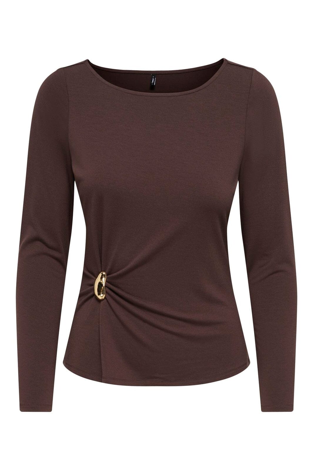 Only - Onlelena L/S Boatneck Metal Top - 5085415 Coffee Bean Gold Charm