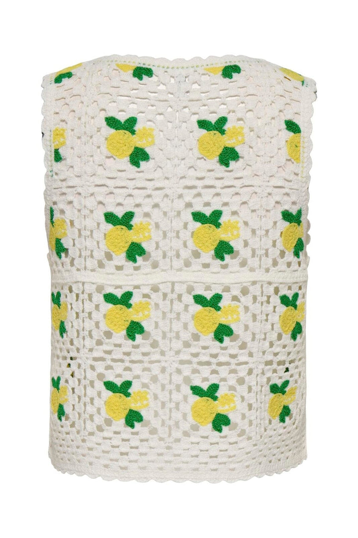 Only - Onlemma Sl O-Neck Crochet Top Knt - 5042715 Birch Lemon/Yarrow/Jelly Bean